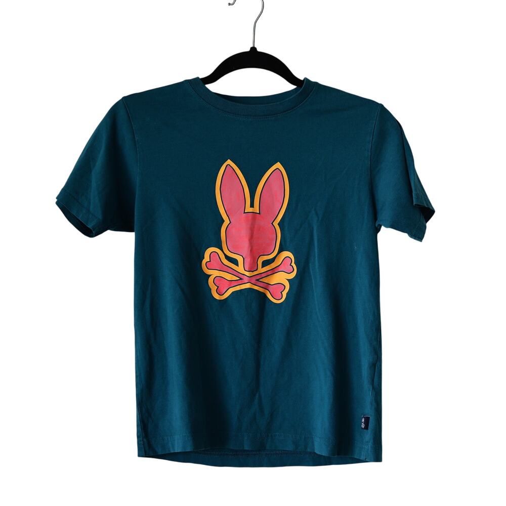 PSYCHO BUNNY Green Cotton Logo T-shirt size Kids 14/16
